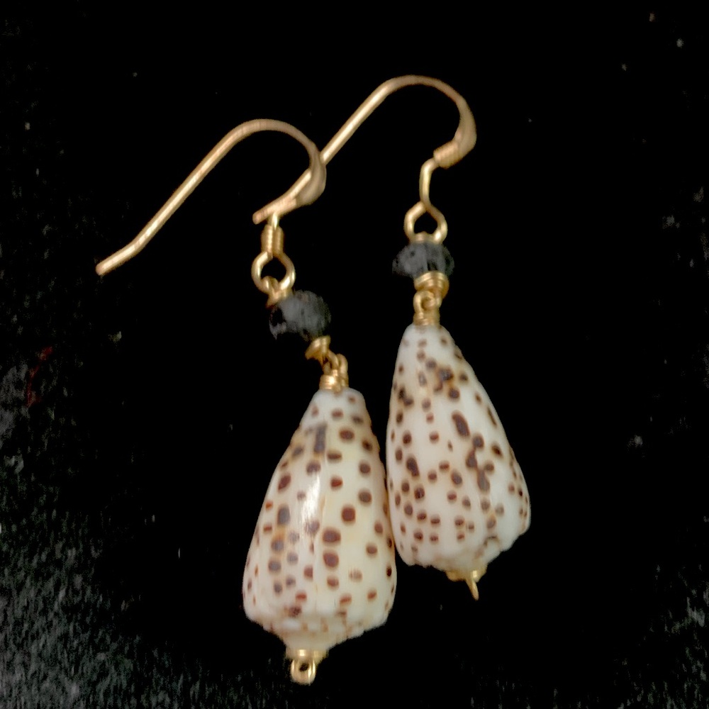 14k Gold Filled Big Island Flea Cone Earrings w/lava bead